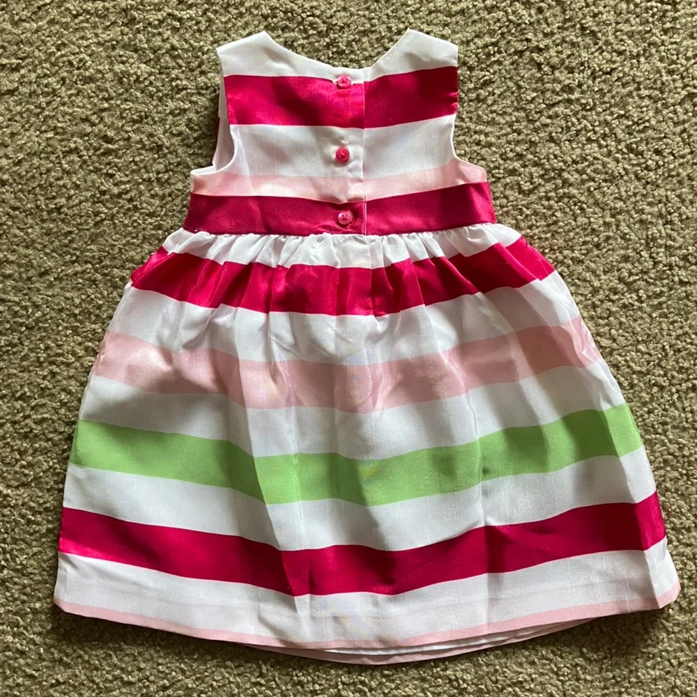 Gymboree Pink and Green Striped Dress with Leggings